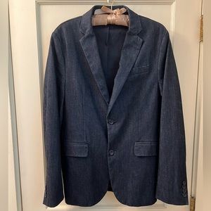 Liz Claiborne Men’s Blue Denim Blazer, Size 38, Slim Fit